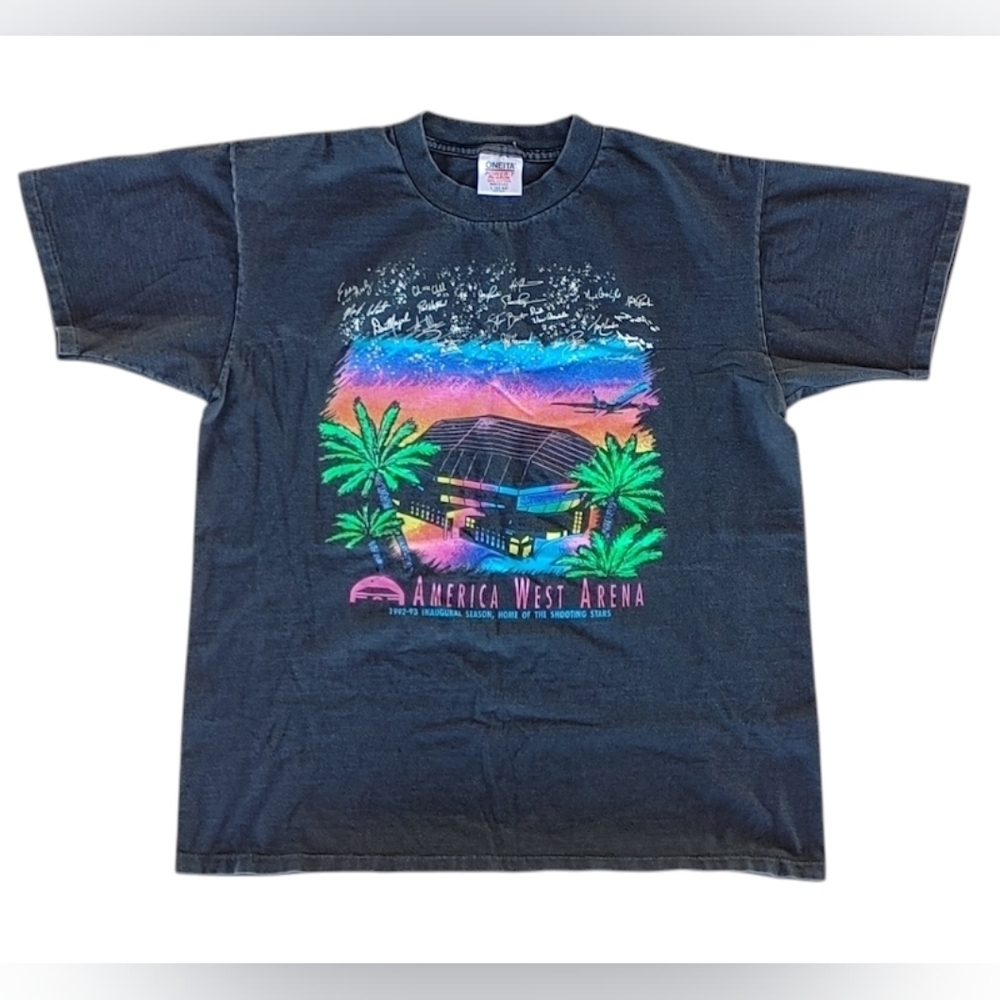 Vintage 1992 America West Arena Phoenix Graphic Tee Oneita USA Made L Single